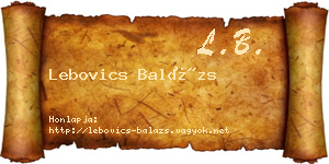 Lebovics Balázs névjegykártya